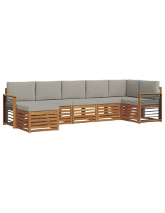 Set divani con cuscino 7 pcs Grigio Naturale e Chiaro 2