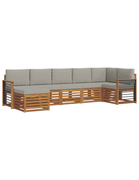 Set divani con cuscino 7 pcs Grigio Naturale e Chiaro