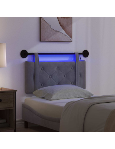 Testiera sospesa Con luce LED Grigio Scuro Velluto