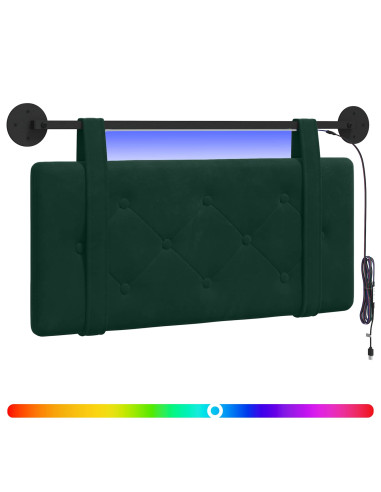 Testiera sospesa Con luce LED Verde Scuro Velluto