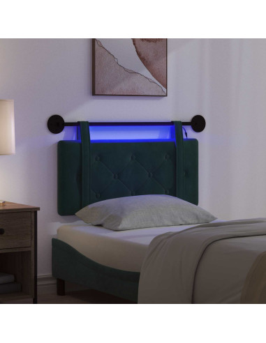 Testiera sospesa Con luce LED Verde Scuro Velluto