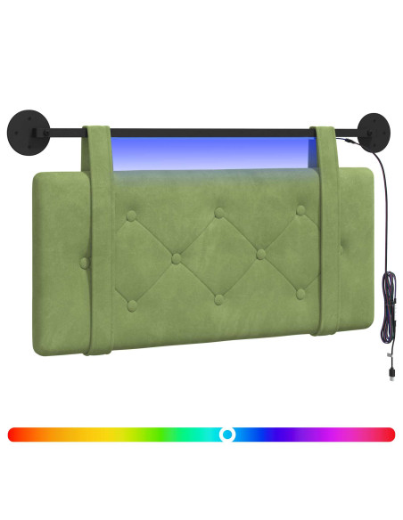 Testiera sospesa Con luce LED Verde chiaro Velluto