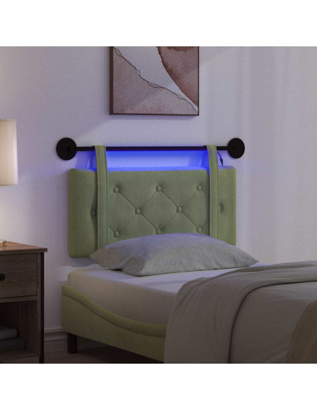 Testiera sospesa Con luce LED Verde chiaro Velluto