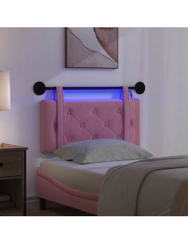 Testiera sospesa Con luce LED Rosa Velluto