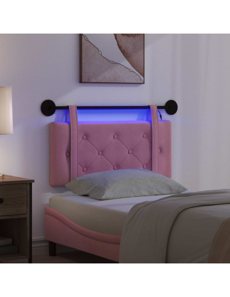 Testiera sospesa Con luce LED Rosa Velluto