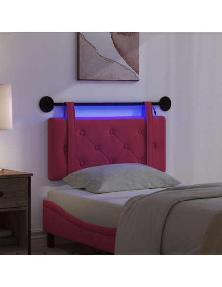 Testiera sospesa Con luce LED Rosso Vino Velluto