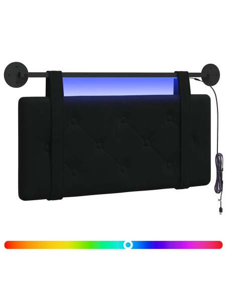 Testiera sospesa Con luce LED Nero Velluto