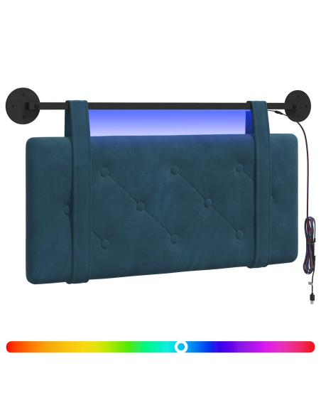 Testiera sospesa Con luce LED Blu Velluto