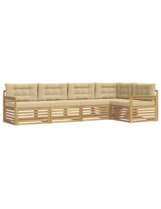 Set di divani da esterno 6 pcs Bianco e Beige Poliestere 2