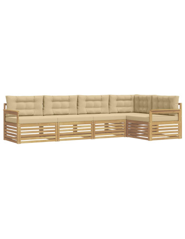 Set di divani da esterno 6 pcs Bianco e Beige Poliestere