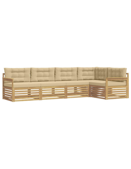 Set di divani da esterno 6 pcs Bianco e Beige Poliestere