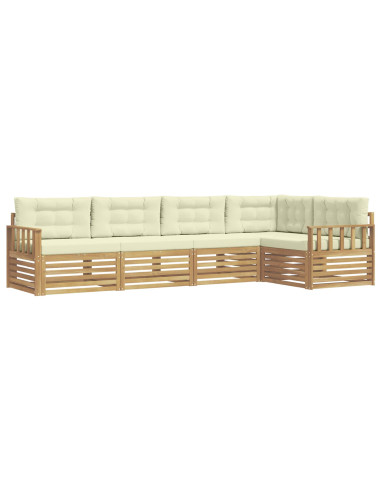 Set di divani da esterno 6 pcs Bianco e Crema Poliestere