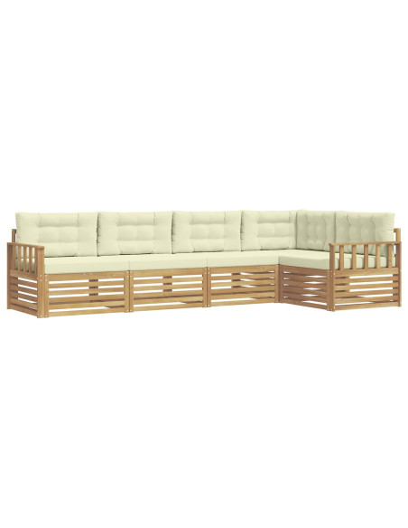Set di divani da esterno 6 pcs Bianco e Crema Poliestere