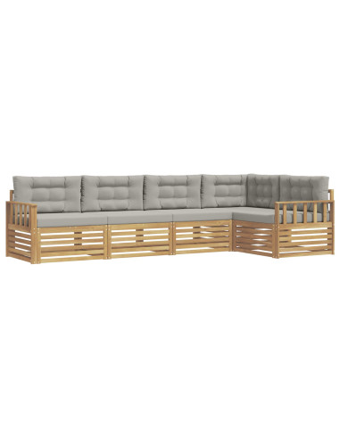 Set di divani da esterno 6 pcs Bianco e Grigio Chiaro