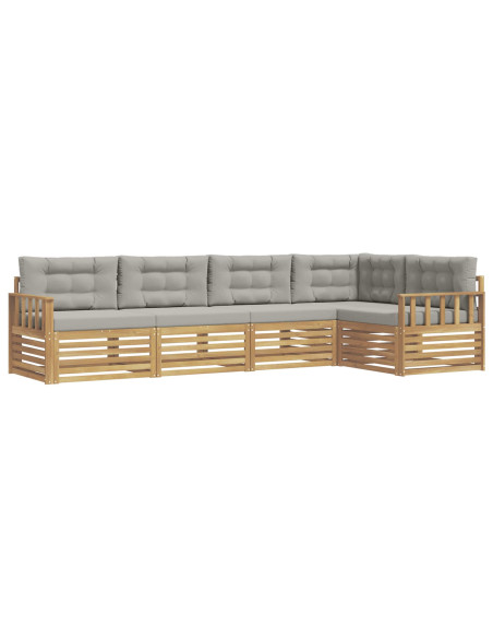 Set di divani da esterno 6 pcs Bianco e Grigio Chiaro