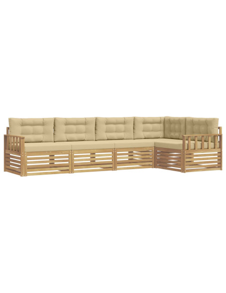 Set di divani da esterno 6 pcs Bianco e Beige Poliestere