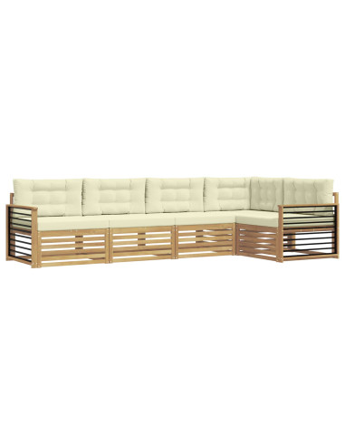 Set di divani da esterno 6 pcs Bianco e Crema Poliestere