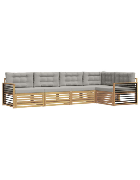 Set di divani da esterno 6 pcs Bianco e Grigio Chiaro