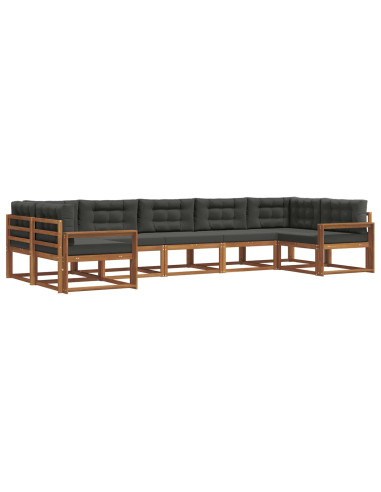 Set di divani da esterno con cuscino 7 pcs Naturale e Antracite