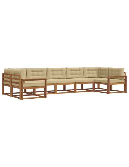 Set di divani da esterno con cuscino 7 pcs Naturale e Beige
