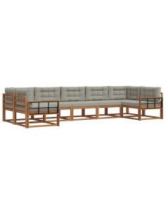 Set di divani da esterno 7 pcs Grigio Naturale e Chiaro 2