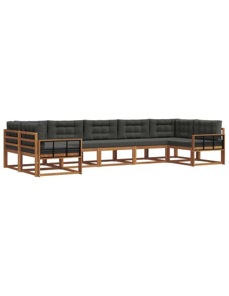 Set di divani da esterno con cuscino 7 pcs Naturale e Antracite