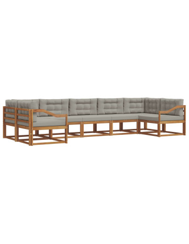 Set di divani da esterno 7 pcs Grigio Naturale e Chiaro