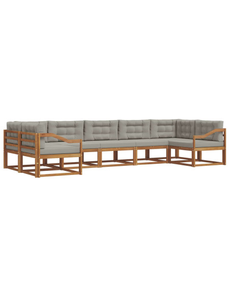Set di divani da esterno 7 pcs Grigio Naturale e Chiaro