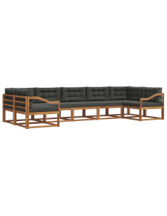 Set di divani da esterno con cuscino 7 pcs Naturale e Antracite 2