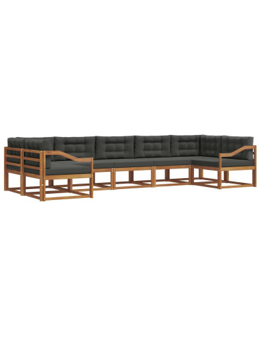 Set di divani da esterno con cuscino 7 pcs Naturale e Antracite
