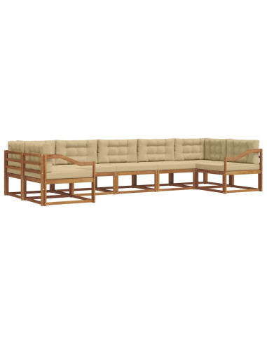Set di divani da esterno con cuscino 7 pcs Naturale e Beige