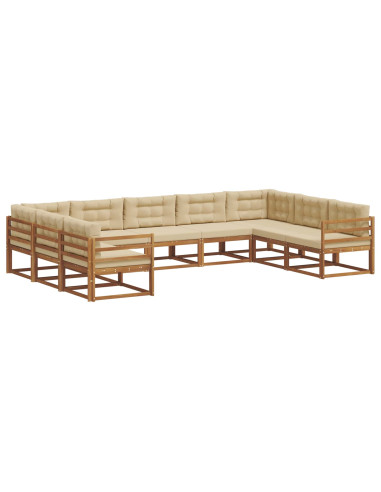 Set di divani da esterno con cuscino 9 pcs Naturale e Beige