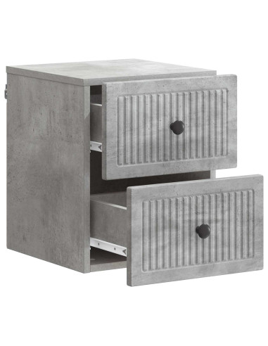 Mobiletto da notte a muro Grigio Cemento 33 x 34,5 x 40 cm