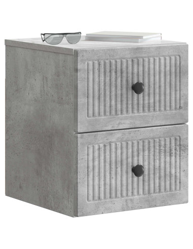 Mobiletto da notte a muro con cassetto 2 pcs Grigio Cemento