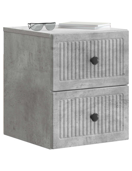 Mobiletto da notte a muro con cassetto 2 pcs Grigio Cemento