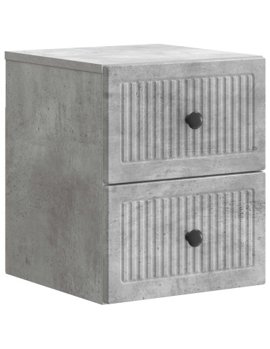 Mobiletto da notte a muro con cassetto 2 pcs Grigio Cemento