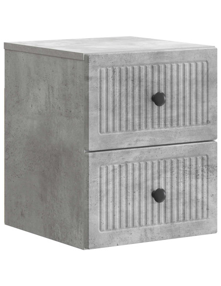 Mobiletto da notte a muro con cassetto 2 pcs Grigio Cemento