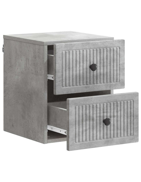 Mobiletto da notte a muro con cassetto 2 pcs Grigio Cemento