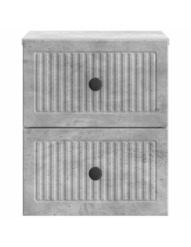 Mobiletto da notte a muro con cassetto 2 pcs Grigio Cemento