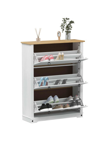 Mobile per scarpe Corona Bianco 99 x 32 x 122 cm Pino massello