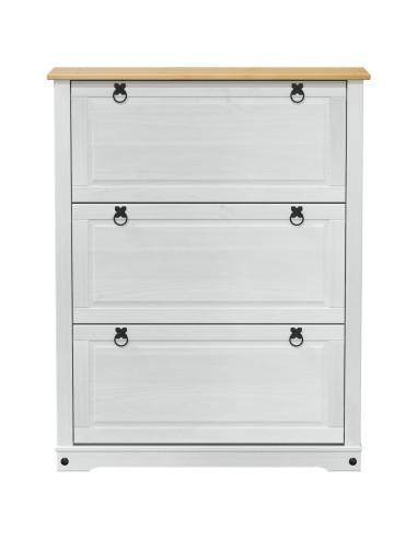 Mobile per scarpe Corona Bianco 99 x 32 x 122 cm Pino massello