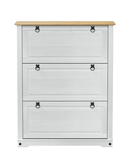 Mobile per scarpe Corona Bianco 99 x 32 x 122 cm Pino massello