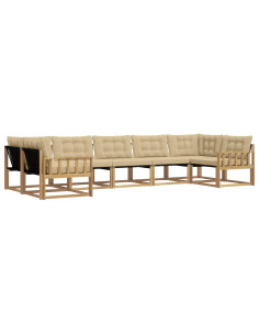 Set di divani da esterno con cuscino 7 pcs Bianco e Beige 2