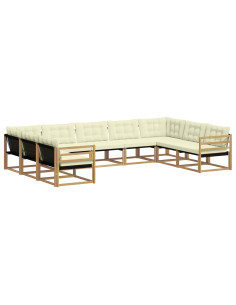 Set di divani da esterno con cuscino 9 pcs Bianco e Crema 2
