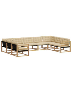Set di divani da esterno con cuscino 9 pcs Bianco e Beige 2