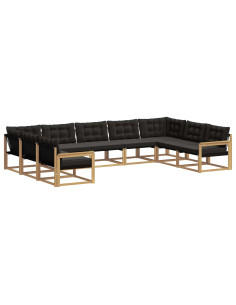 Set di divani da esterno con cuscino 9 pcs Bianco e Nero 2