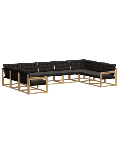 Set di divani da esterno con cuscino 9 pcs Bianco e Nero