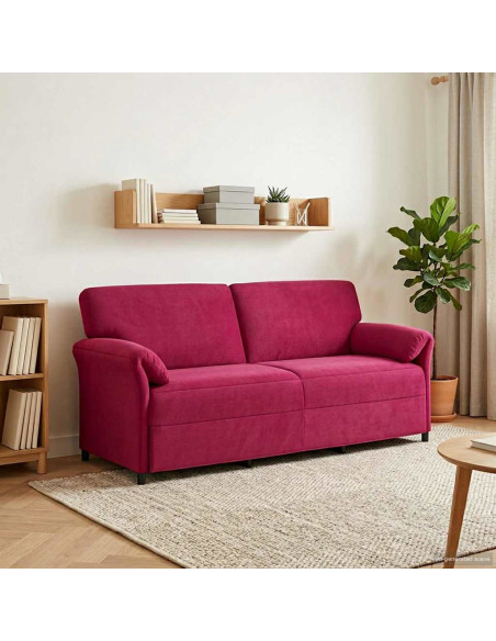 Divano 3-Persone Rosso Vino 198 x 83 x 95 cm Velluto