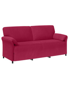 Divano 3-Persone Rosso Vino 198 x 83 x 95 cm Velluto 2