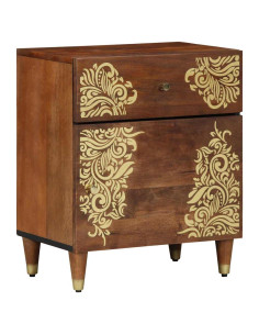 Comodino con porta con cassetto Marrone miele 50 x 33 x 60 cm